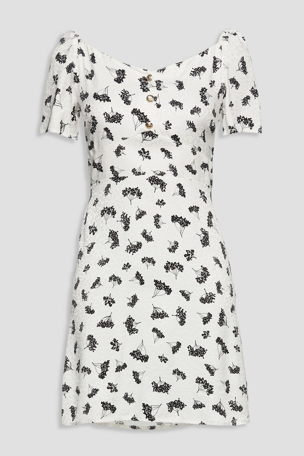 MAJE Shirred printed cupro-blend jacquard mini dress | THE OUTNET