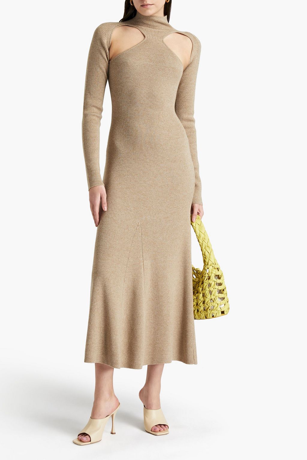 NANUSHKA Cutout ribbed wool-blend midi dress