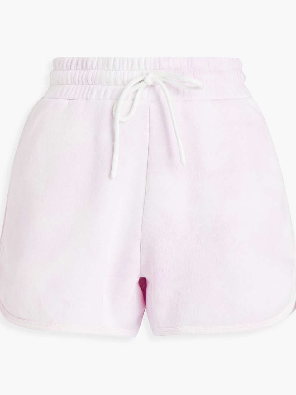 flocked tie-dyed cotton-blend fleece shorts