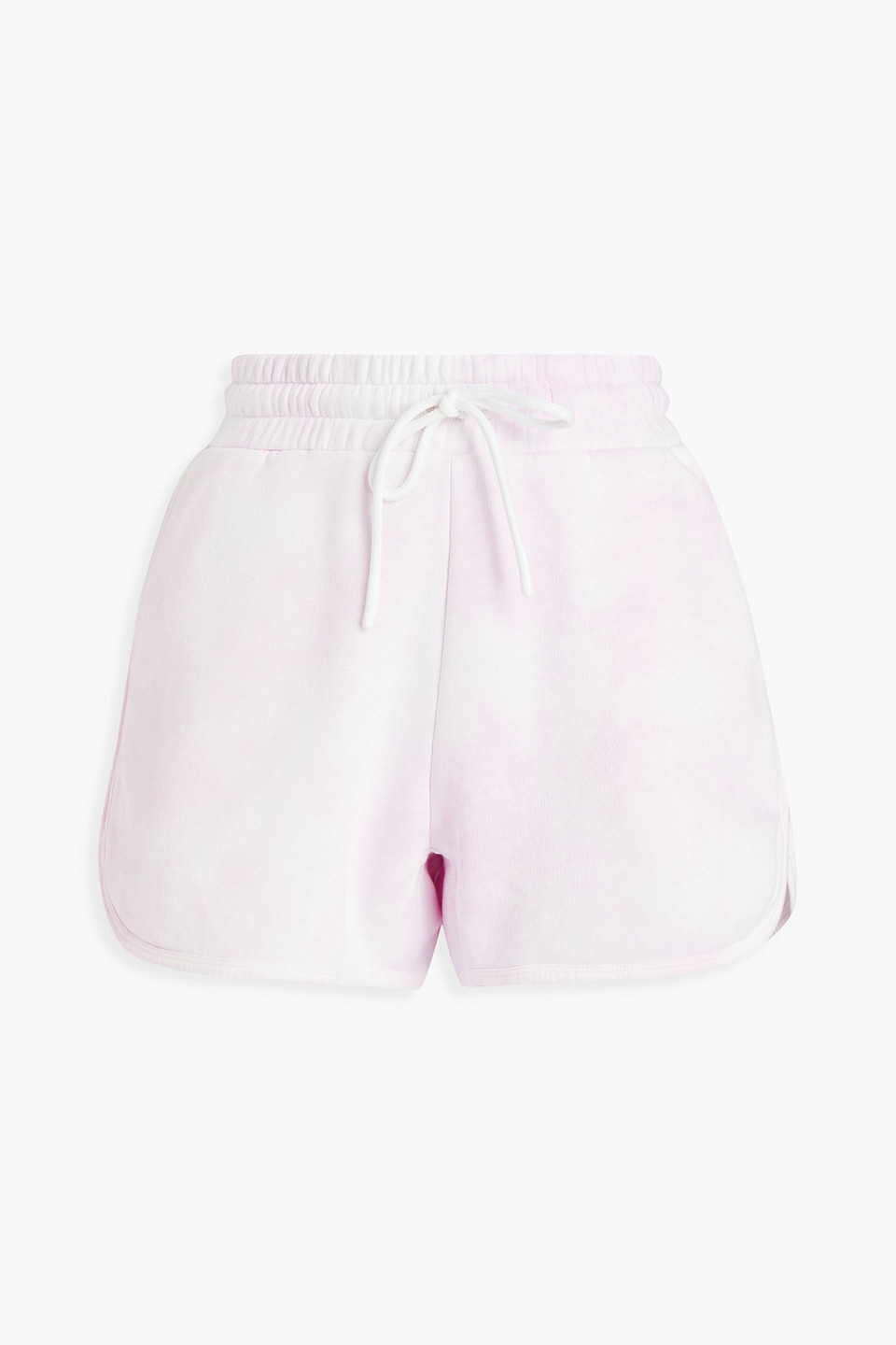 Flocked tie-dyed cotton-blend fleece shorts