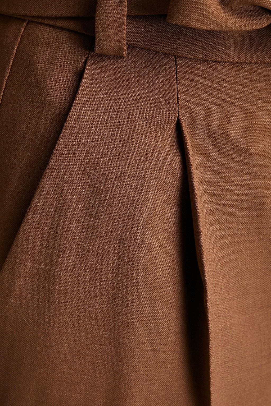 MAJE Belted wool-blend tapered pants