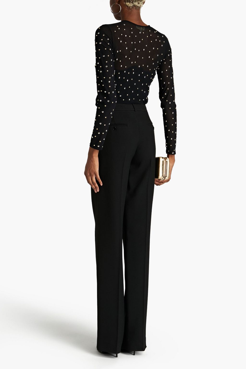 ELIE SAAB Studded stretch-mesh bodysuit