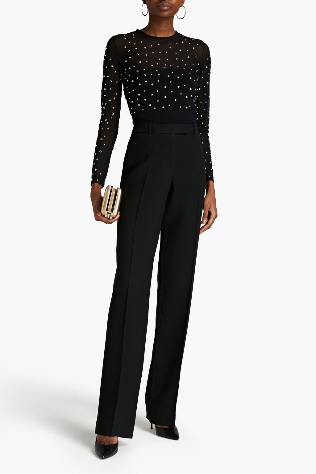 ELIE SAAB Studded stretch-mesh bodysuit