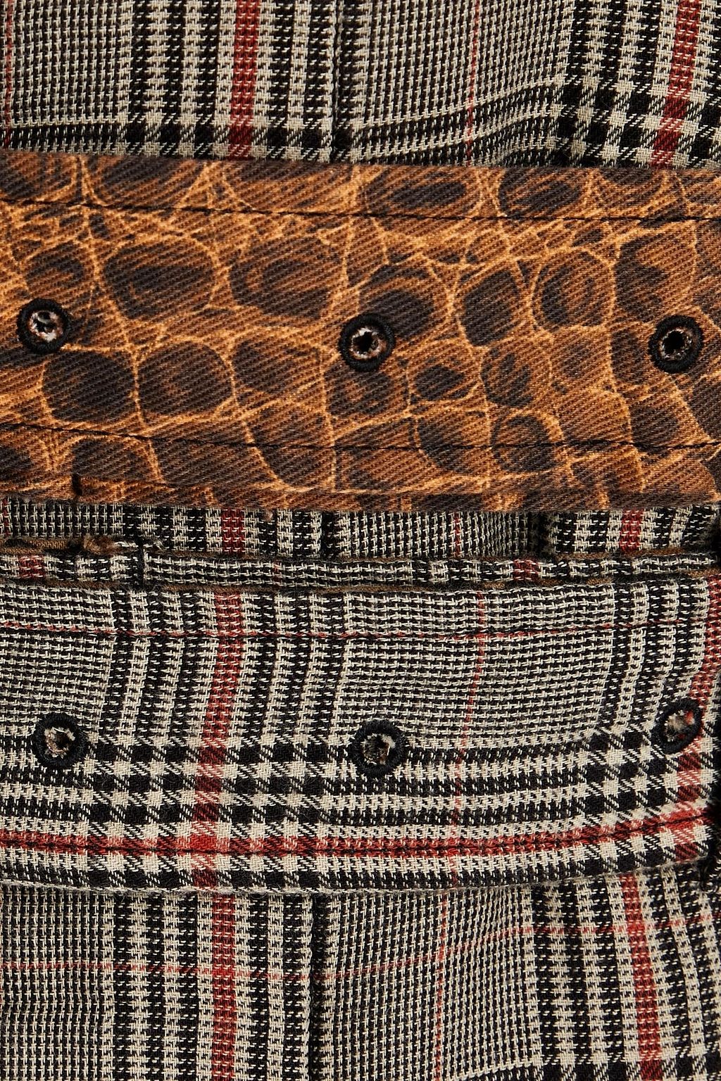 R13 Belted Prince of Wales checked cotton-jacquard coat