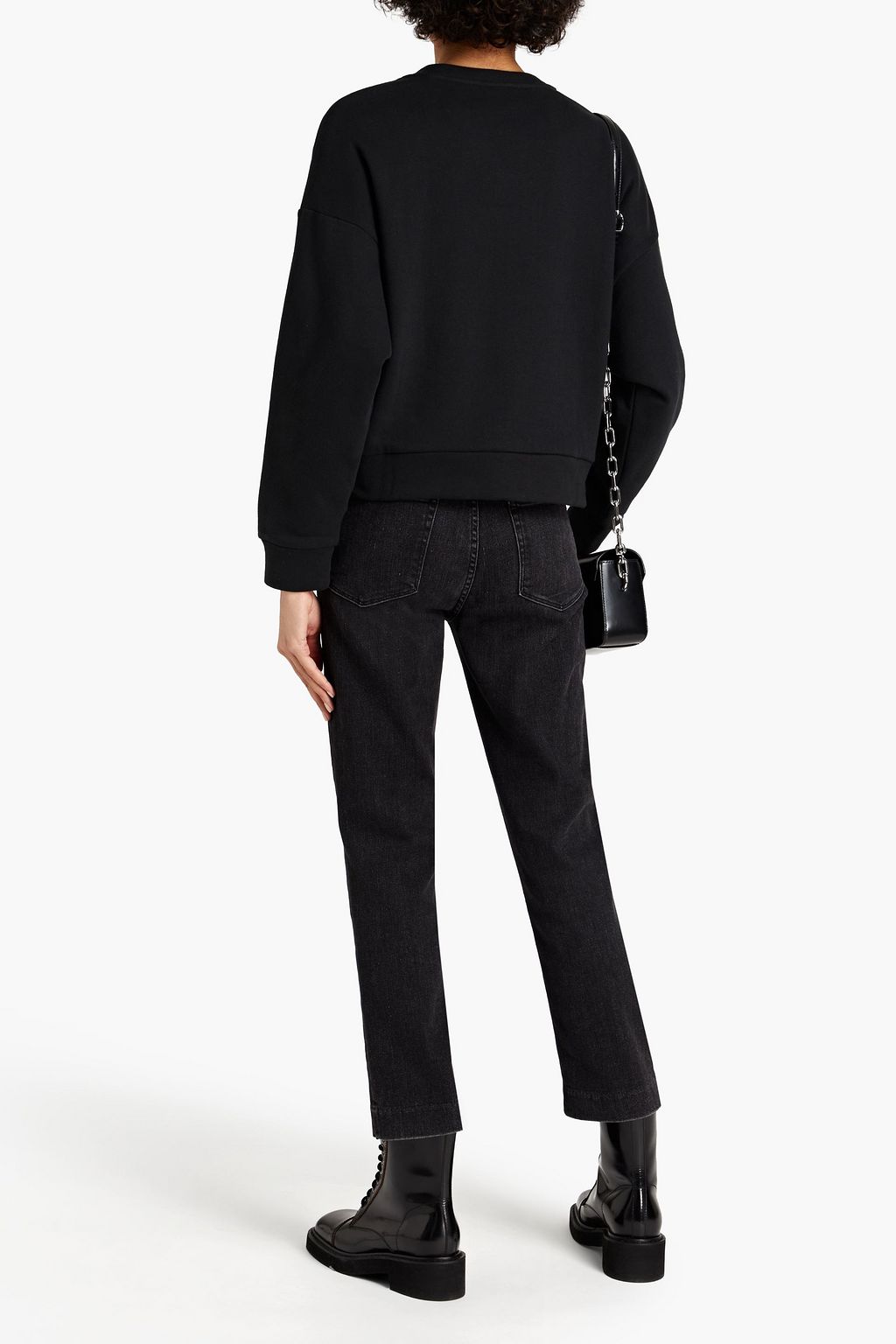 MAJE Embellished cotton-blend fleece sweatshirt