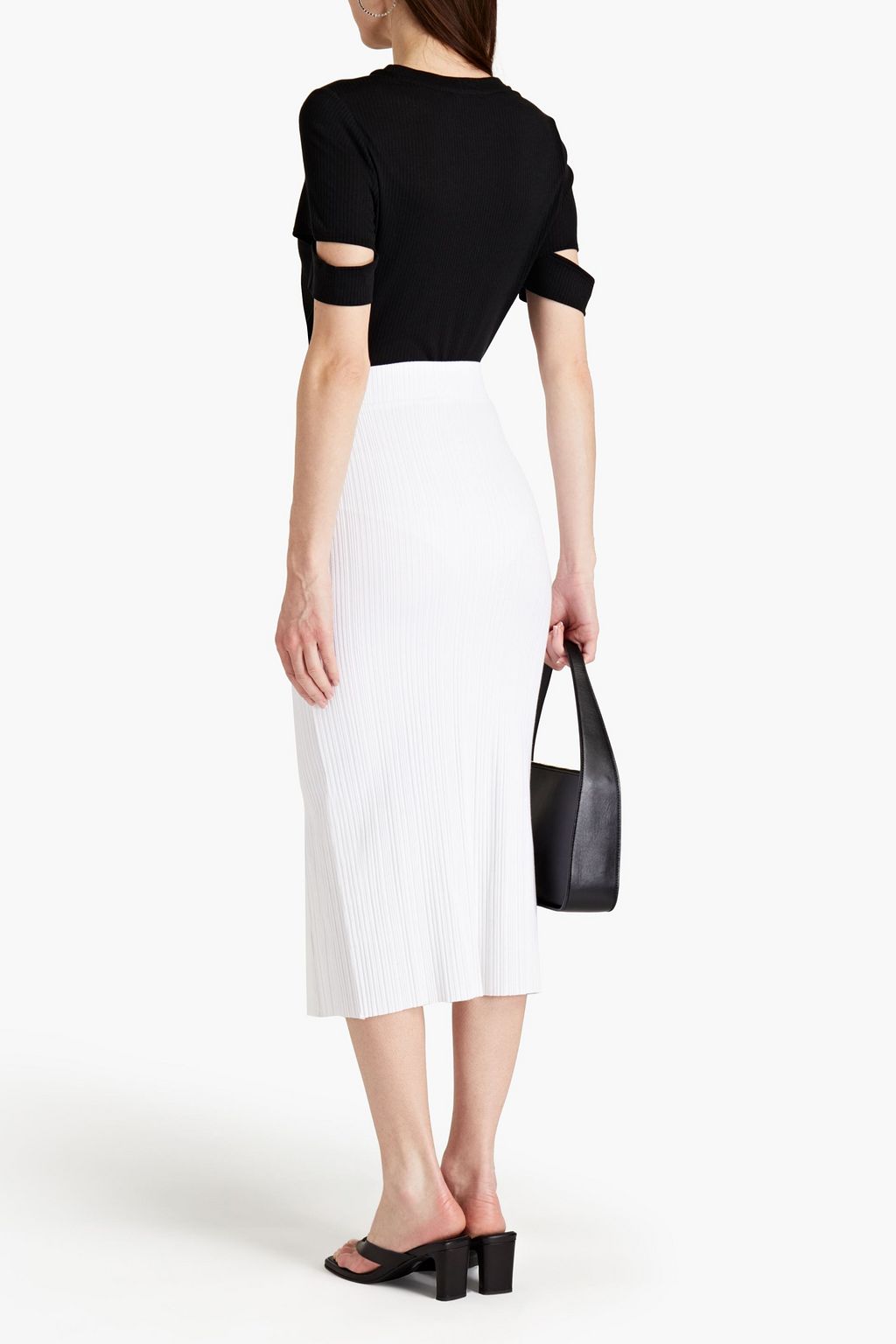 THE RANGE Cutout ribbed Tencel and cotton-blend top