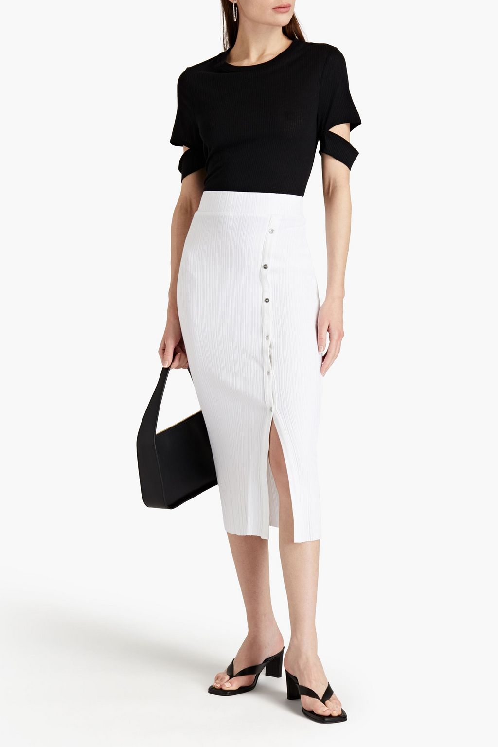 THE RANGE Cutout ribbed Tencel and cotton-blend top