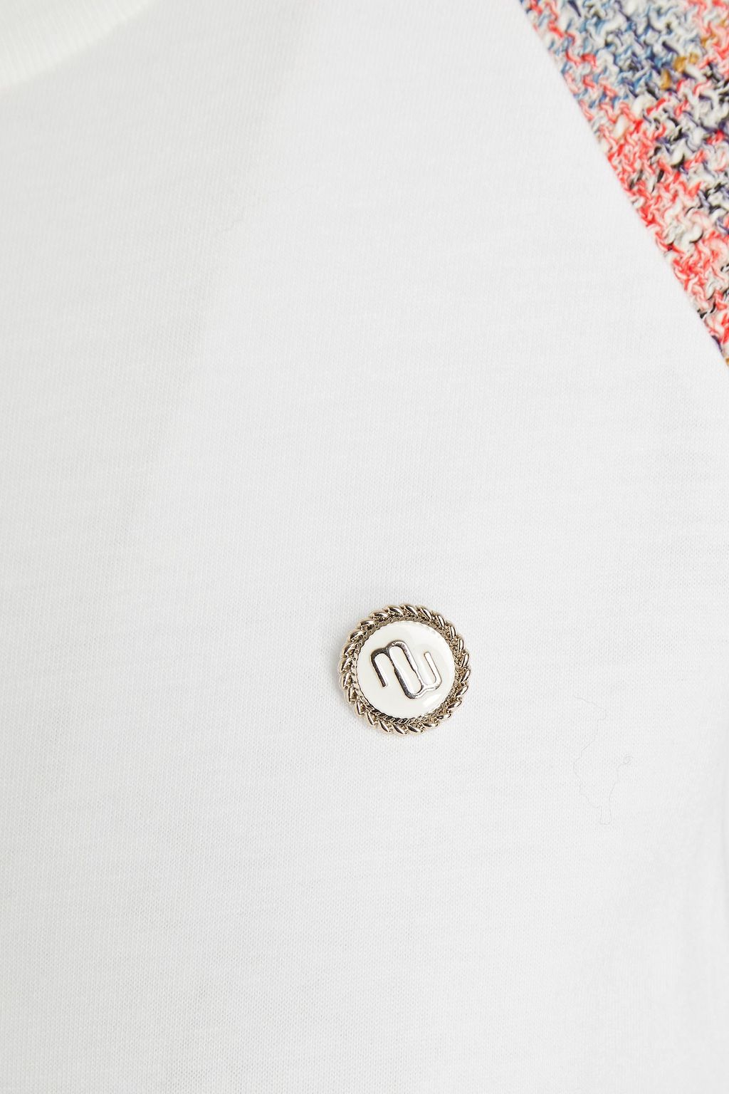 MAJE Tweed-paneled cotton and modal-blend jersey T-shirt