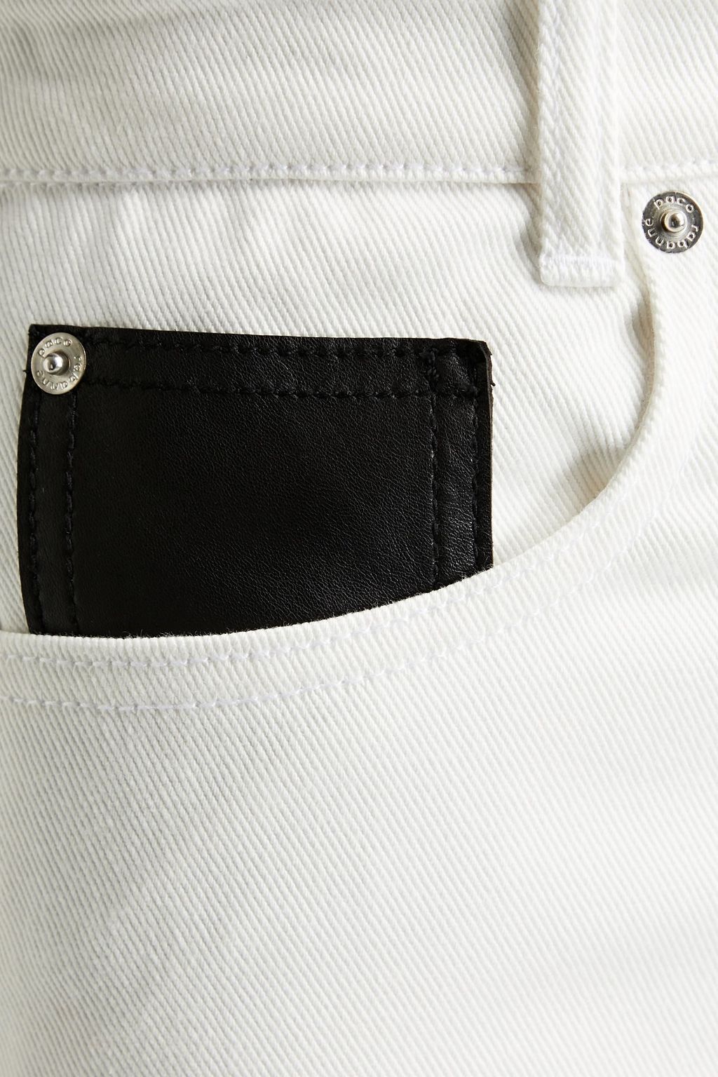 RABANNE Leather-trimmed high-rise straight-leg jeans
