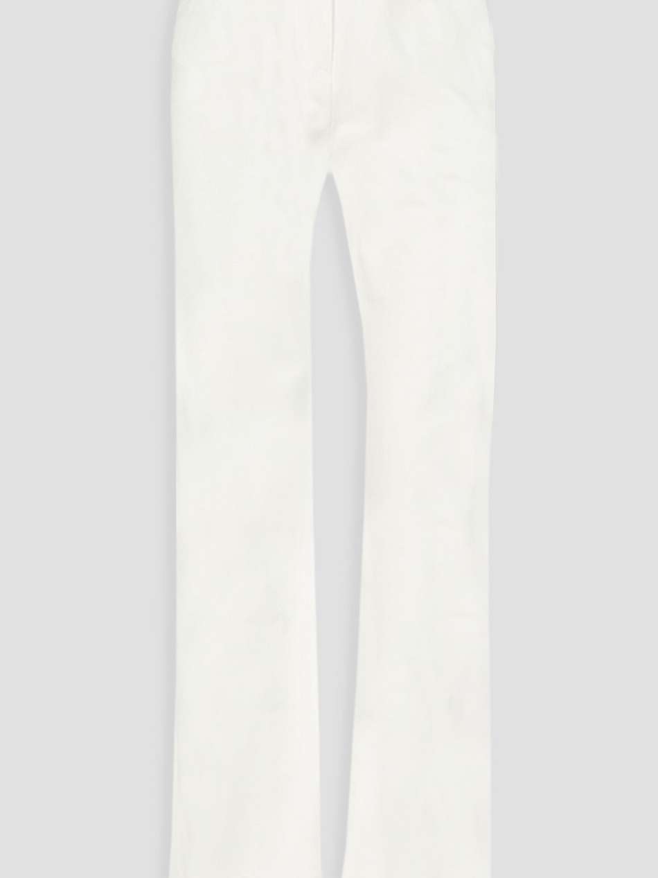 leather-trimmed high-rise straight-leg jeans