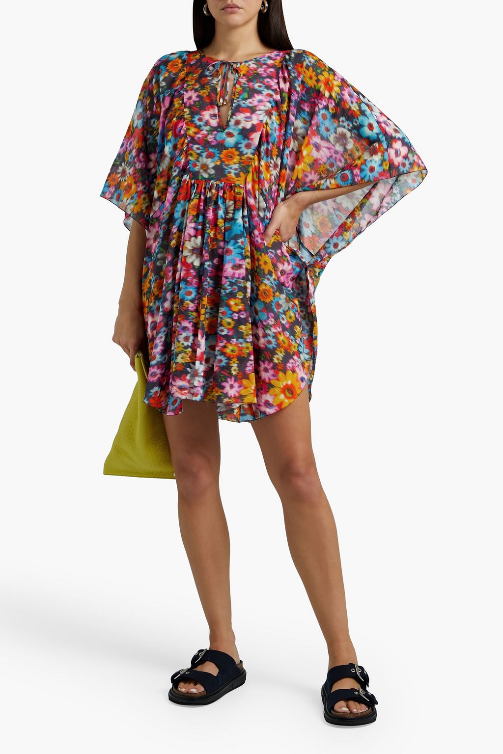 STELLA MCCARTNEY Gathered floral-print cotton-gauze kaftan