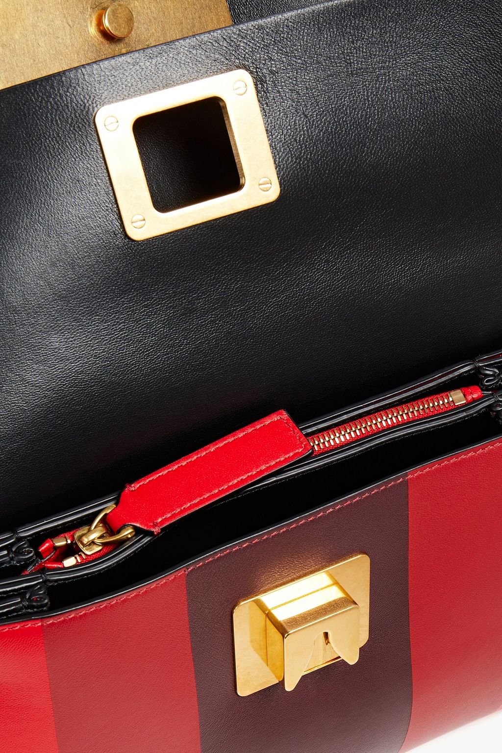 VALENTINO GARAVANI VRING striped leather shoulder bag