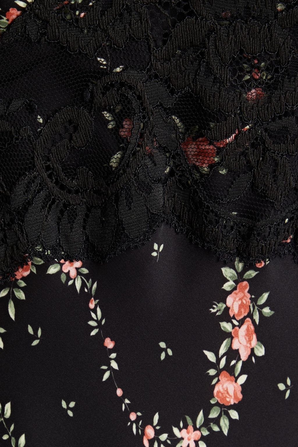 RABANNE Lace-paneled floral-print satin maxi dress