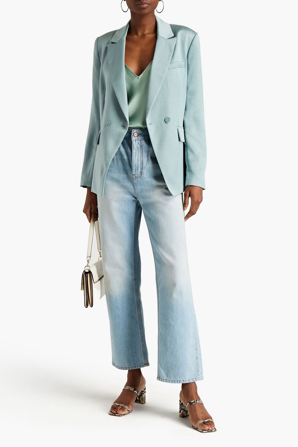 BA&SH Wilie double-breasted hammered-satin blazer