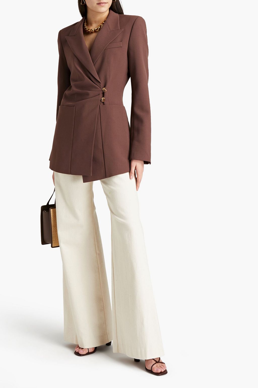NANUSHKA Ruched crepe blazer