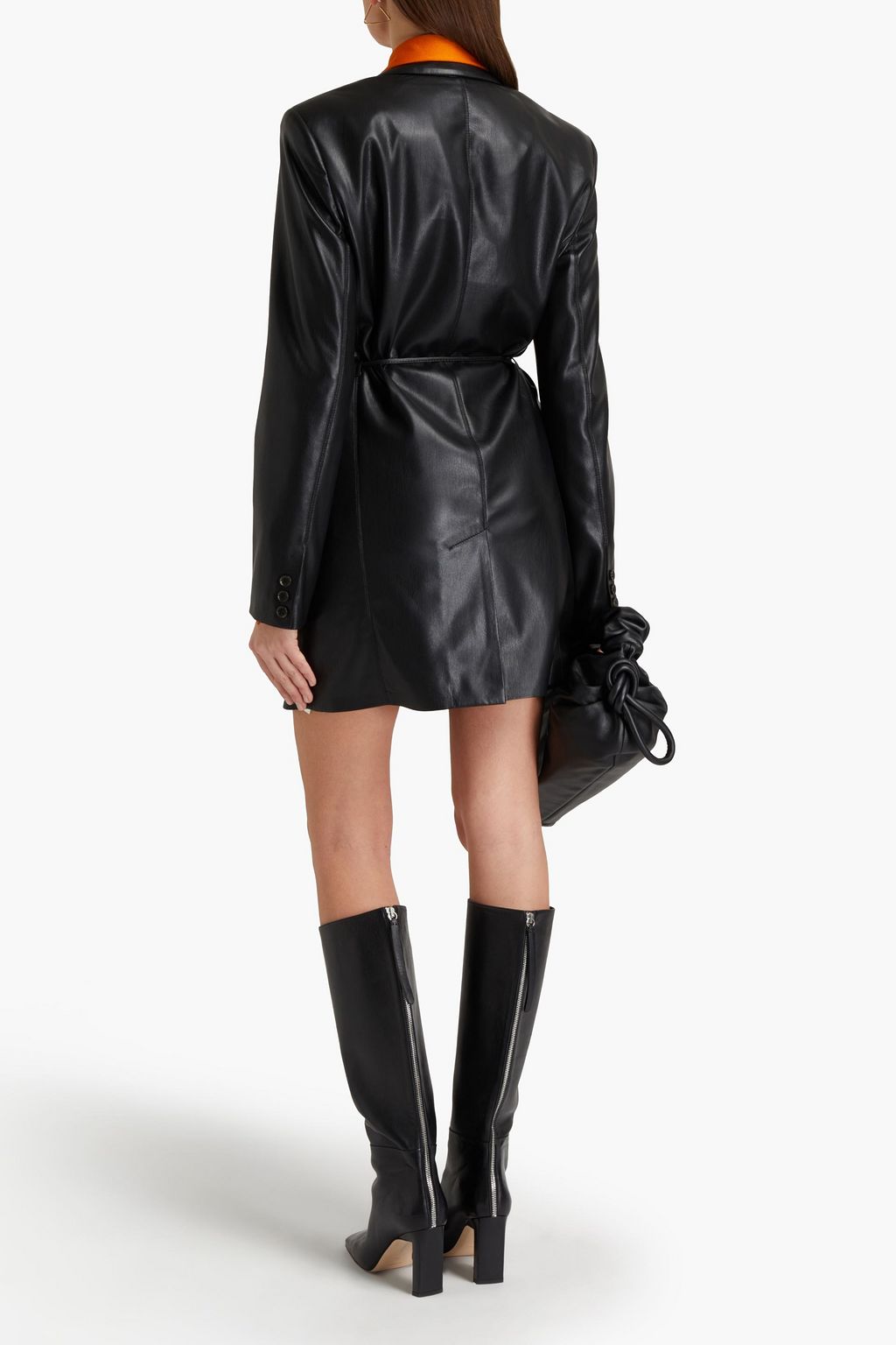 NANUSHKA Belted vegan leather blazer