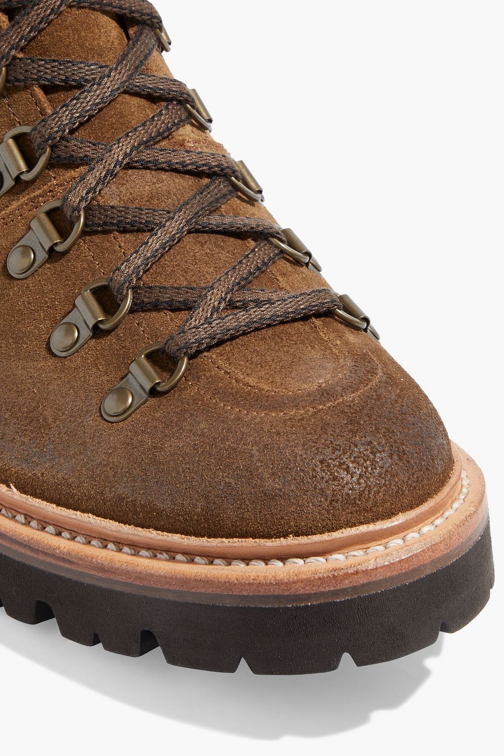 GRENSON حذاء بوت كومبات «نانيت» من الجلد السويدي بتصميم ممزق