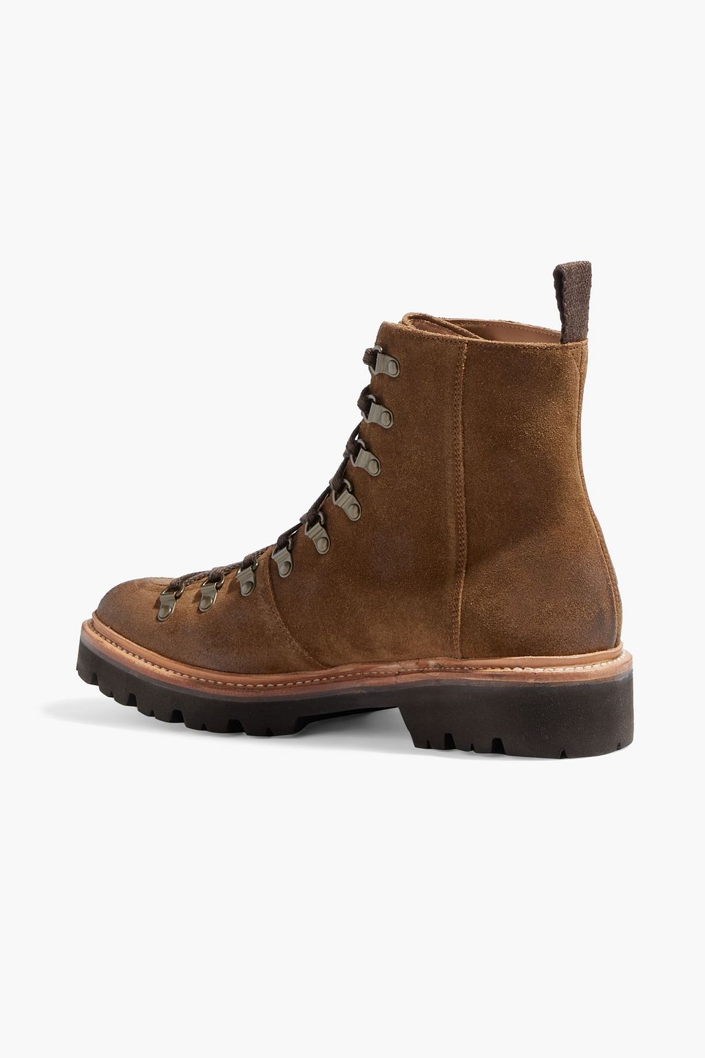 GRENSON حذاء بوت كومبات «نانيت» من الجلد السويدي بتصميم ممزق
