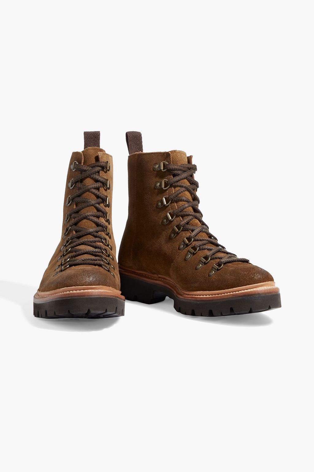 GRENSON حذاء بوت كومبات «نانيت» من الجلد السويدي بتصميم ممزق