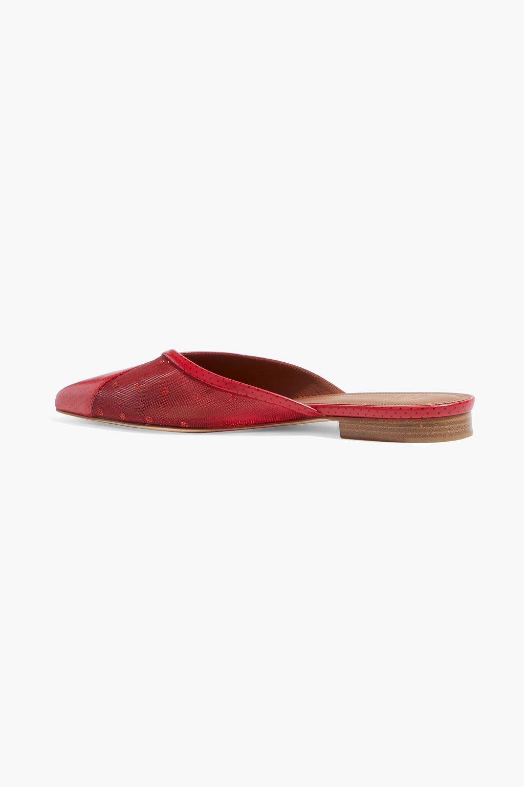 MALONE SOULIERS Vita glittered mesh and polka-dot leather slippers