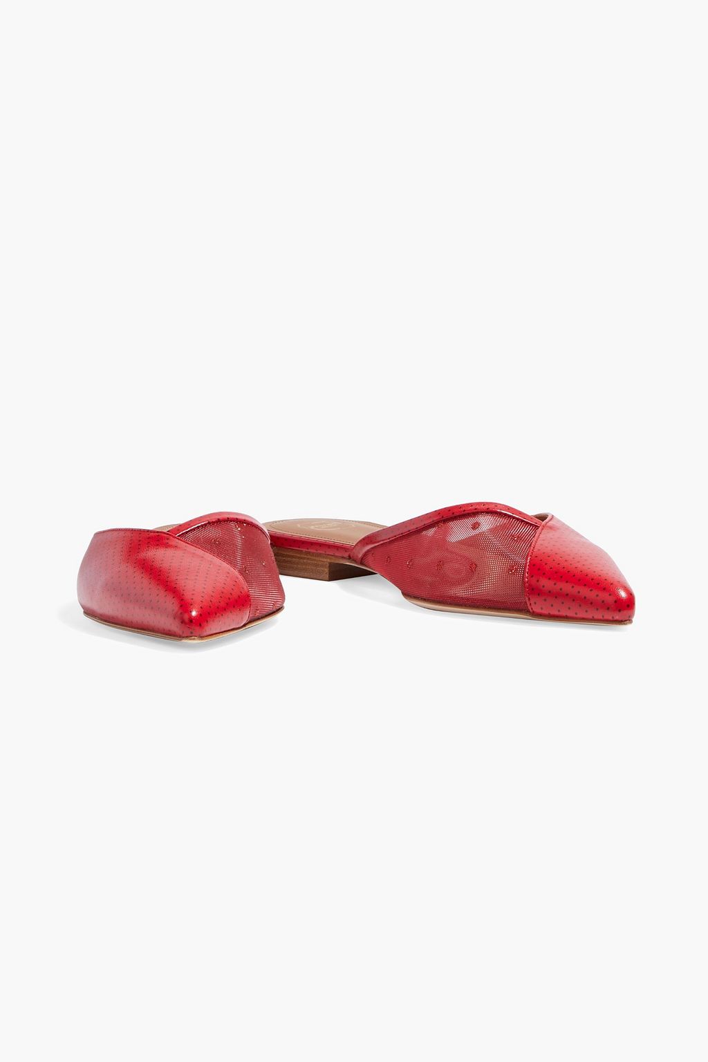 MALONE SOULIERS Vita glittered mesh and polka-dot leather slippers