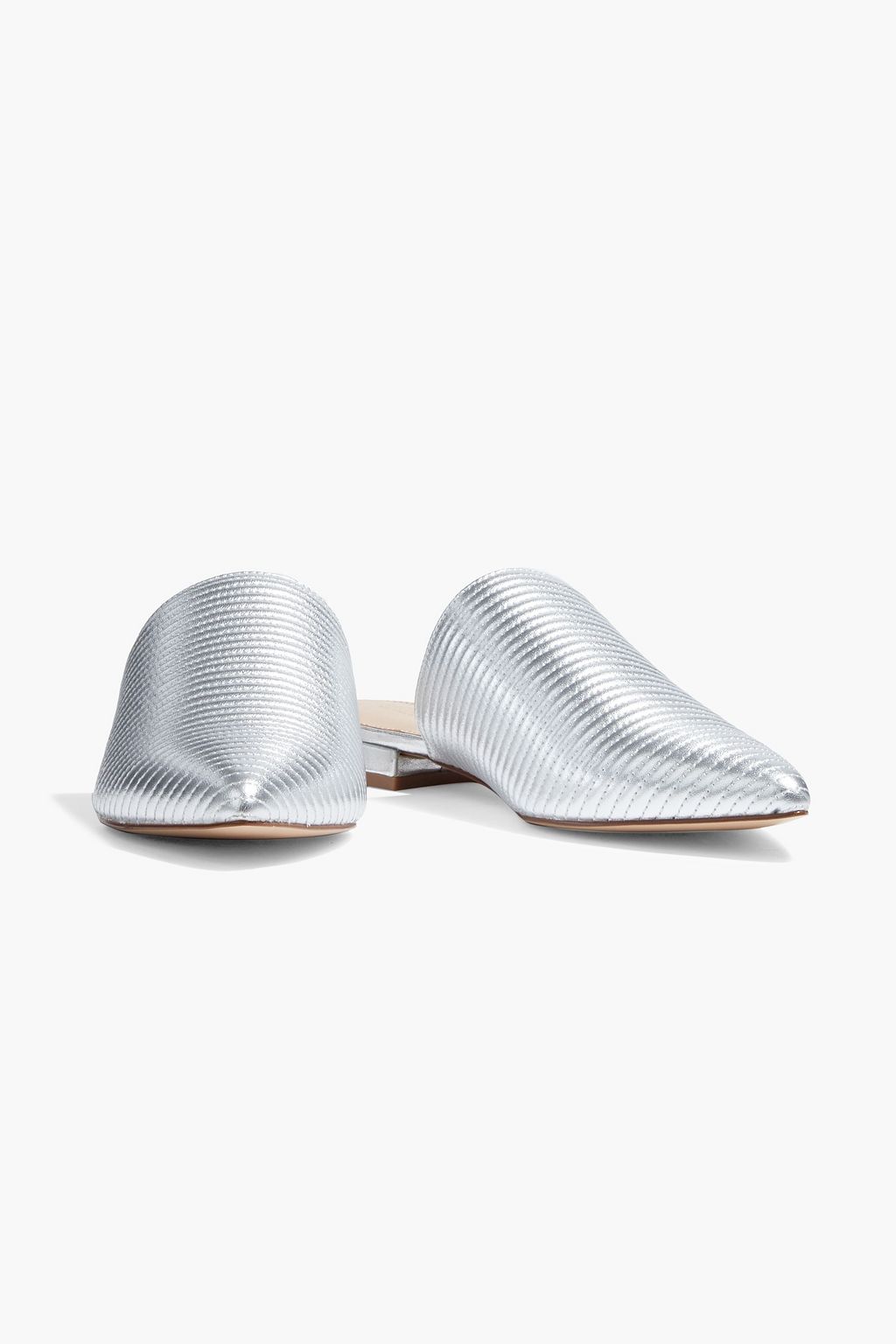 RACHEL ZOE Luna metallic quilted leather slippers