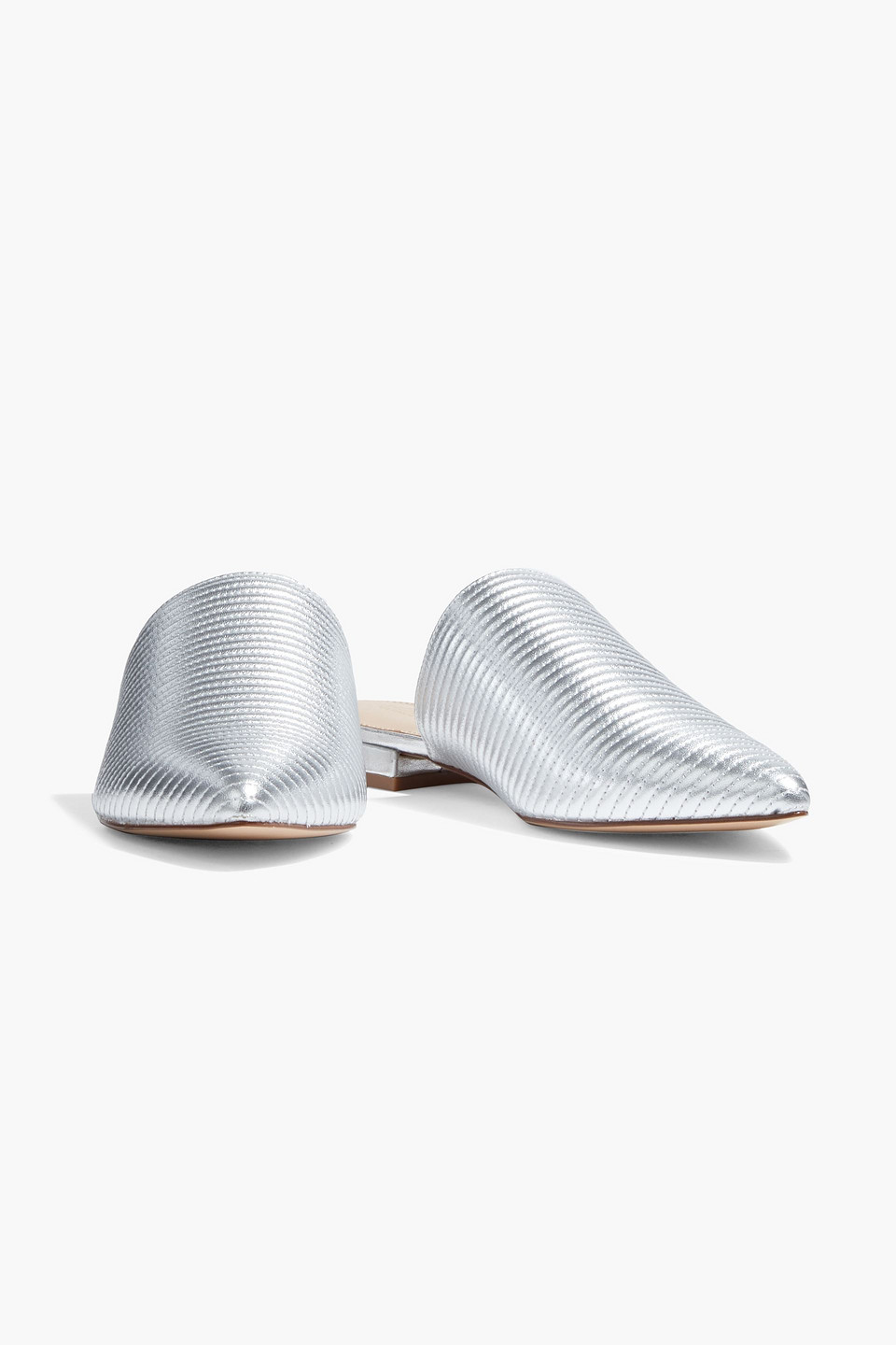 Rachel Zoe Luna Metallic Quilted Leather Slippers In Silver