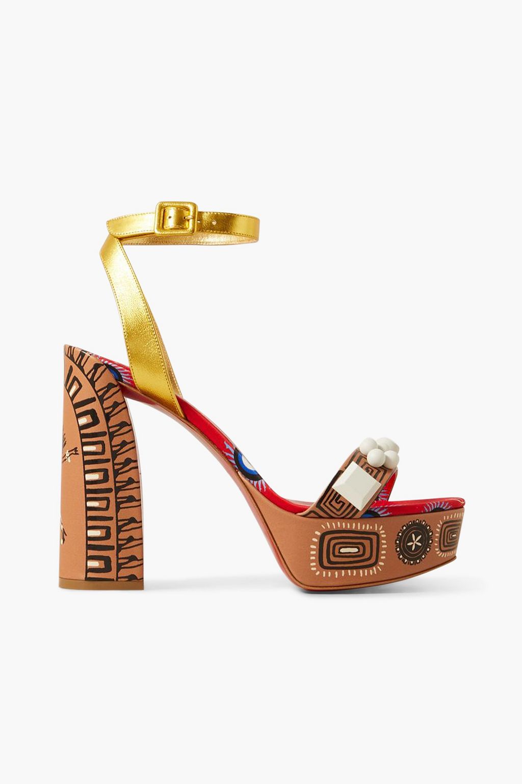 CHRISTIAN LOUBOUTIN Konstantin Kakanias Movida Athina 130 embellished printed leather platform sandals THE OUTNET