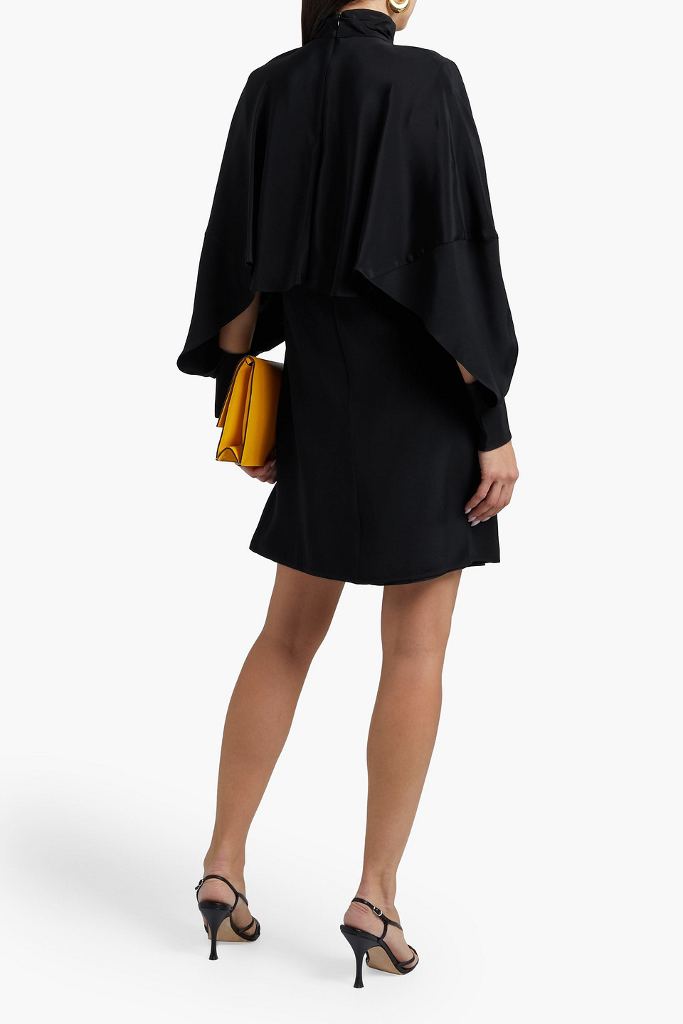  Victoria Beckham - Plissiertes Minikleid Aus Crêpe De Chine Aus Seide Mit Cape-effekt - Schwarz - Uk 4 