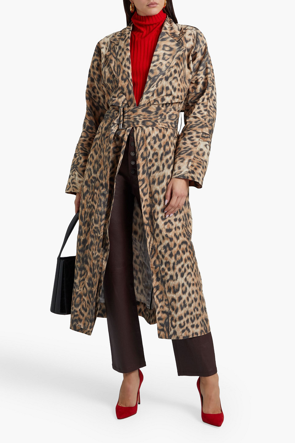 Victoria Beckham Belted Leopard-print Shell Trench Coat In Animal Print