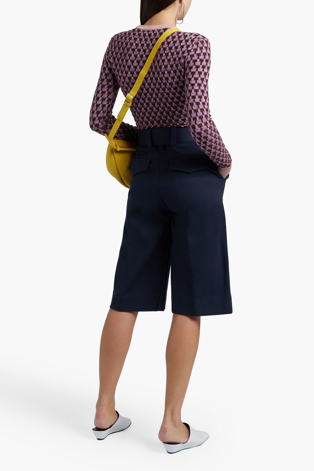 VICTORIA, VICTORIA BECKHAM Belted stretch-ponte culottes