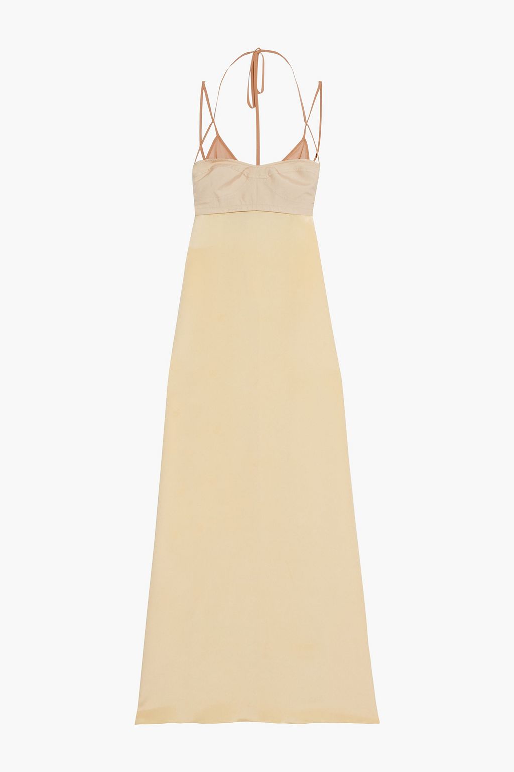 Color-block silk crepe de chine halterneck maxi dress