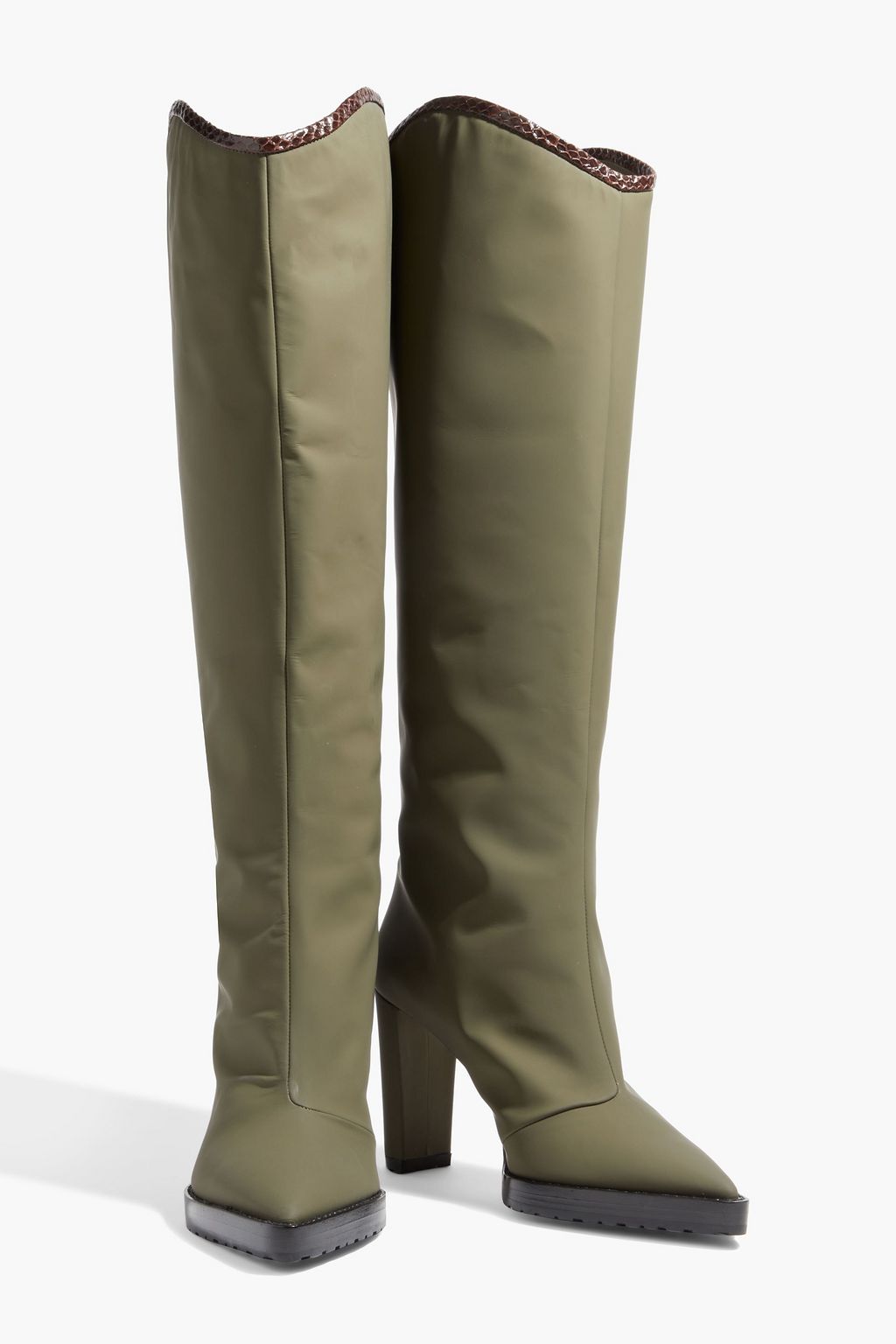 MALONE SOULIERS Benedita 85 elaphe-trimmed matte-leather knee boots