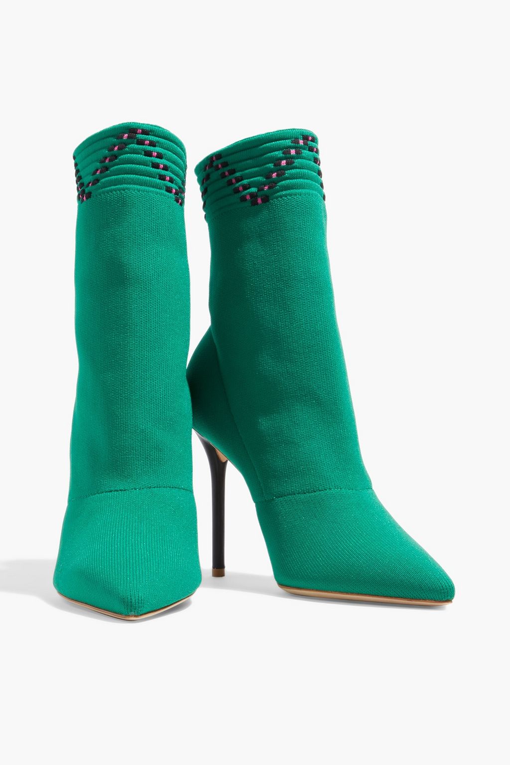 MALONE SOULIERS Mariah 100 jacquard-trimmed stretch-knit sock boots