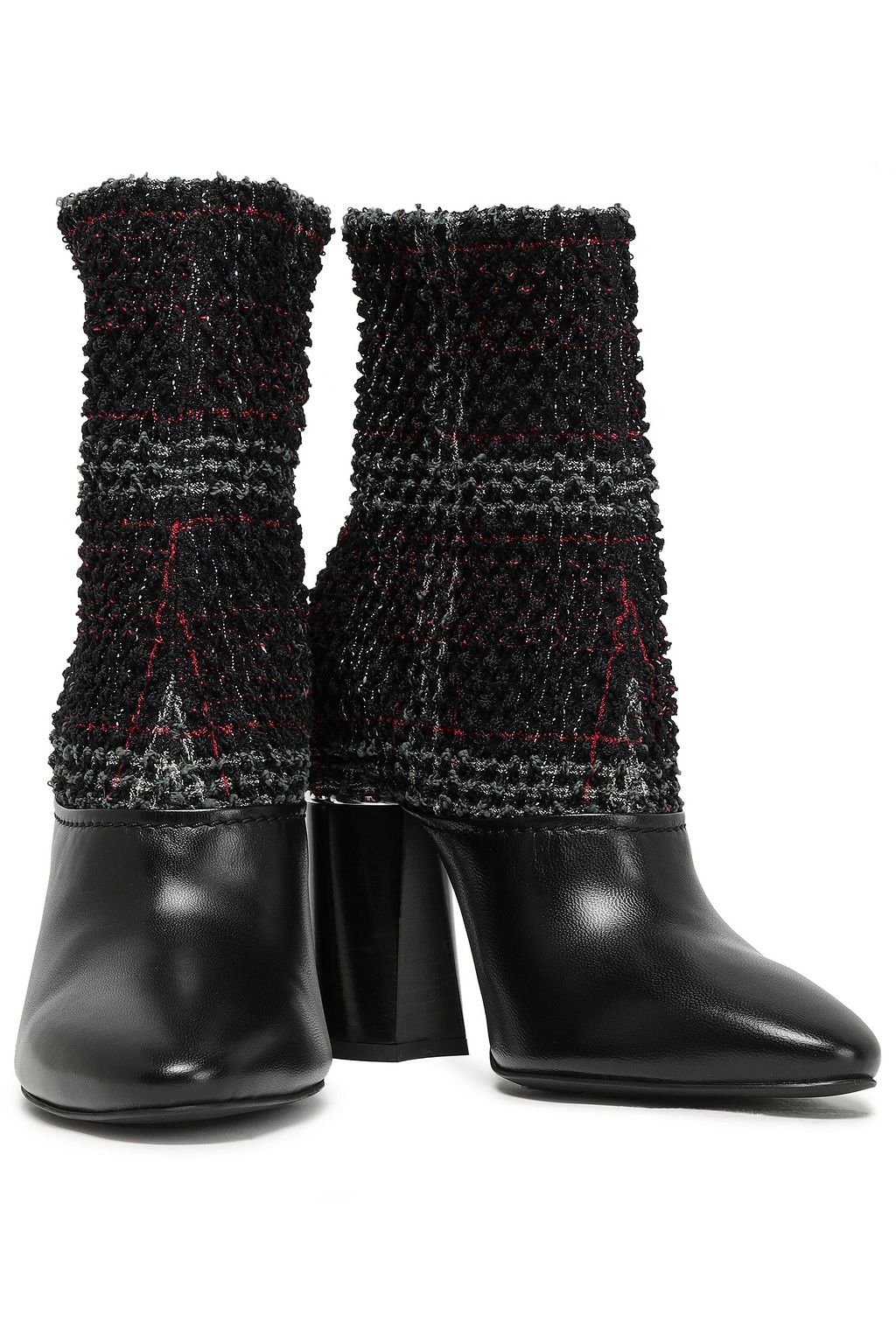 3.1 PHILLIP LIM Drum checked bouclé-tweed and leather ankle boots