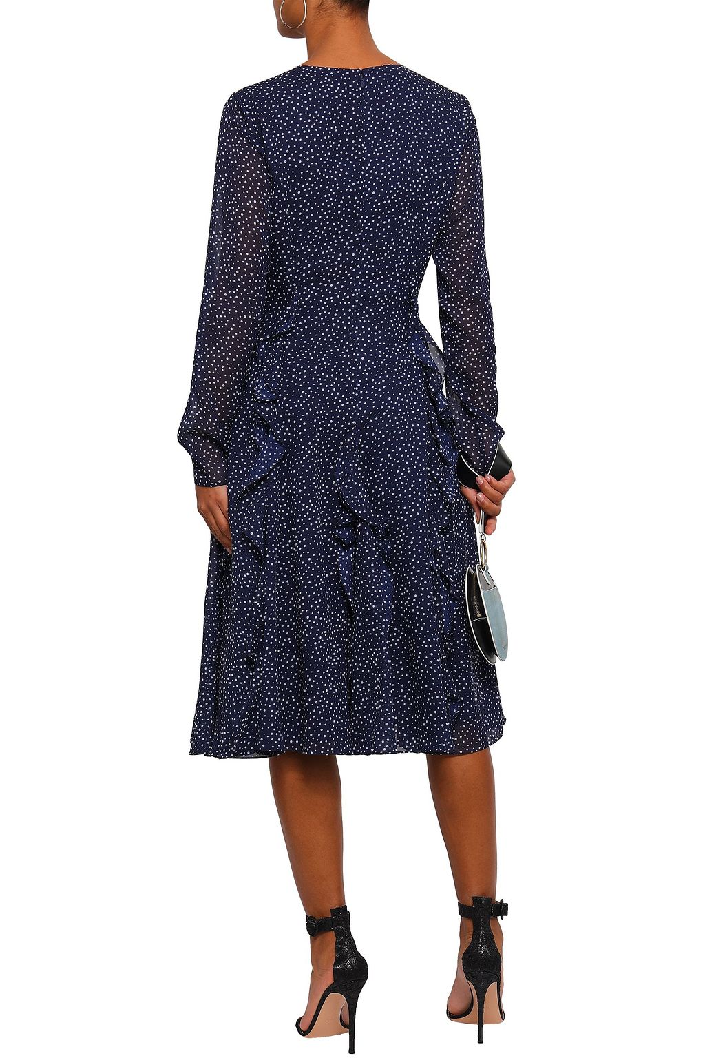 MIKAEL AGHAL Ruffled polka-dot chiffon midi dress