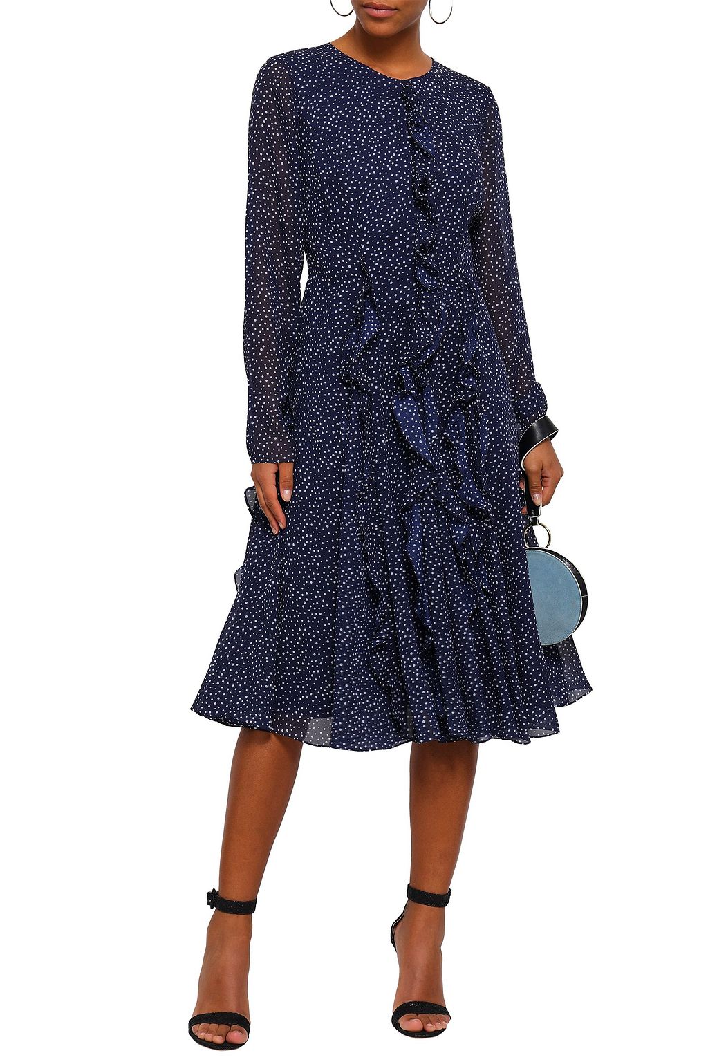 MIKAEL AGHAL Ruffled polka-dot chiffon midi dress