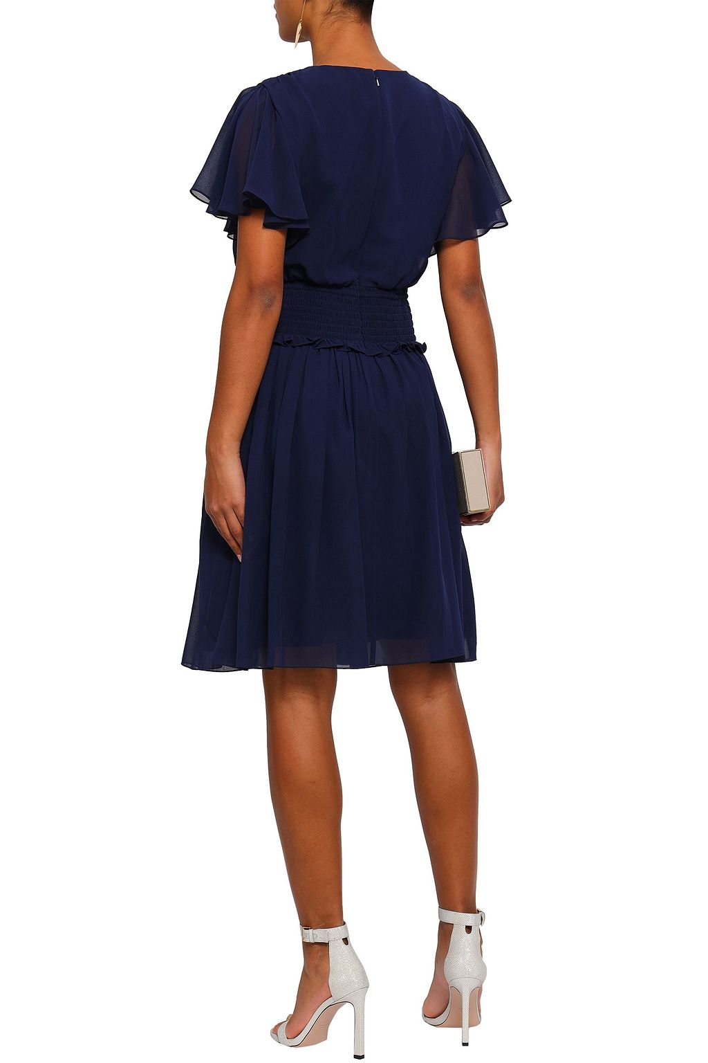 MIKAEL AGHAL Smocked georgette dress