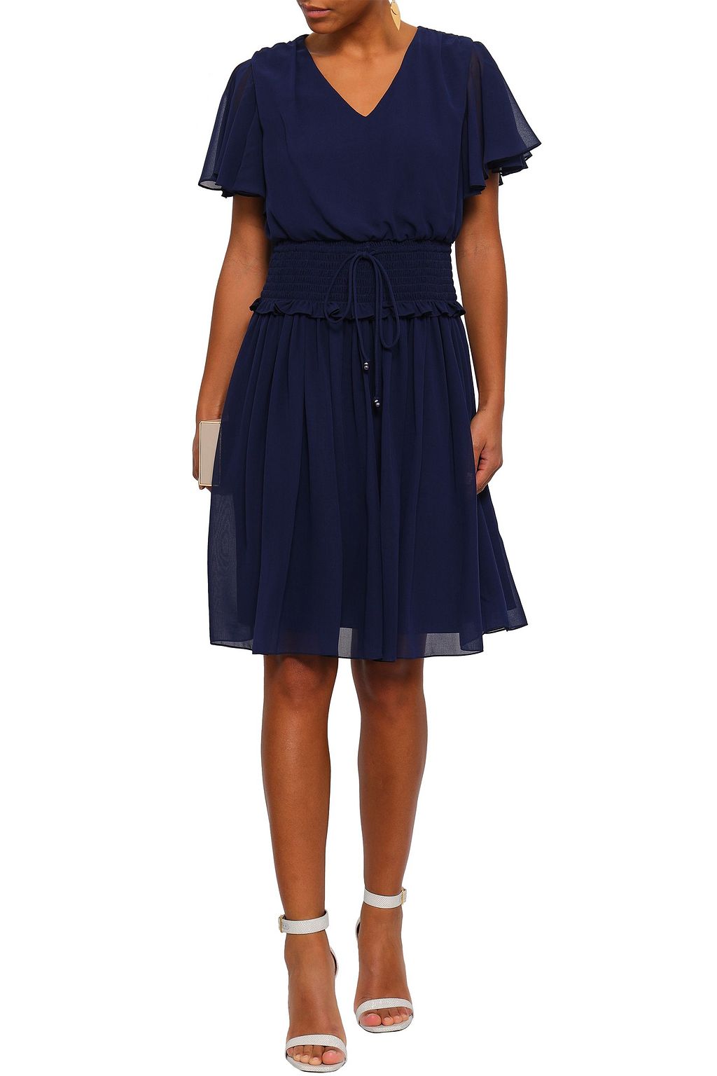 MIKAEL AGHAL Smocked georgette dress