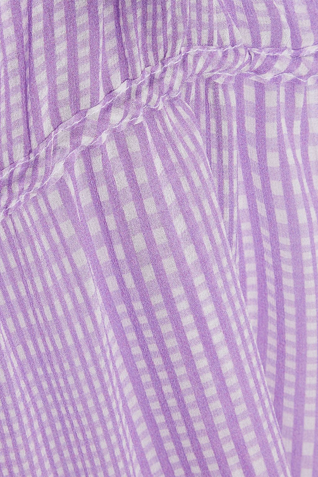 LELA ROSE Gingham color-block silk-georgette halterneck top