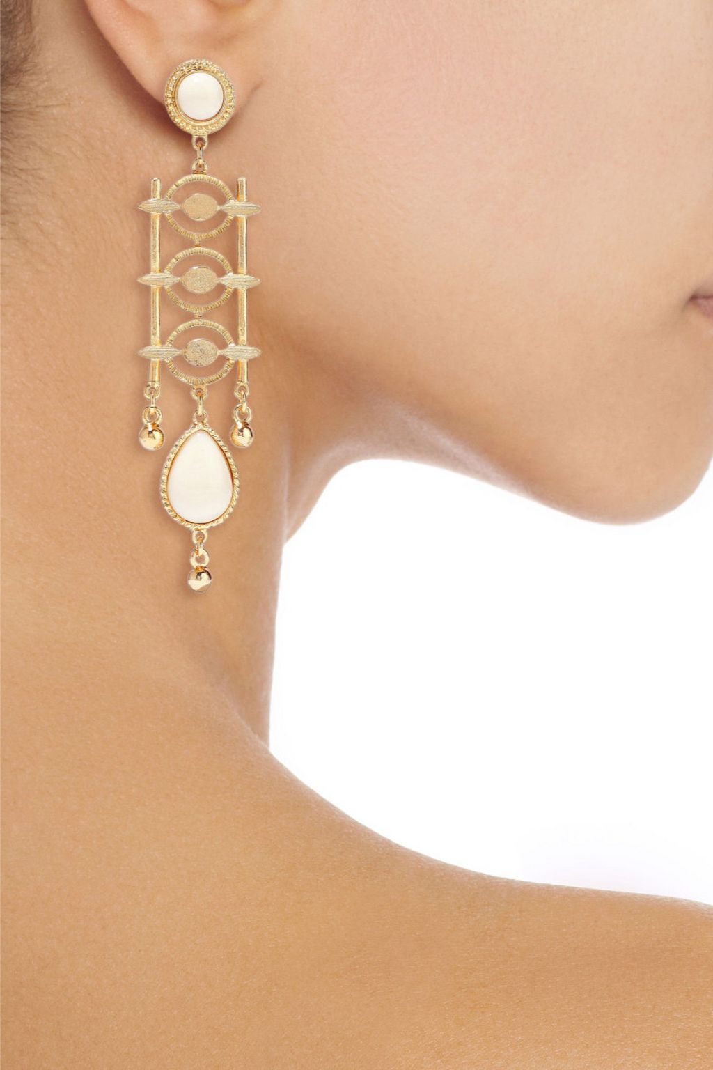 BEN-AMUN 24-karat gold-plated stone earring