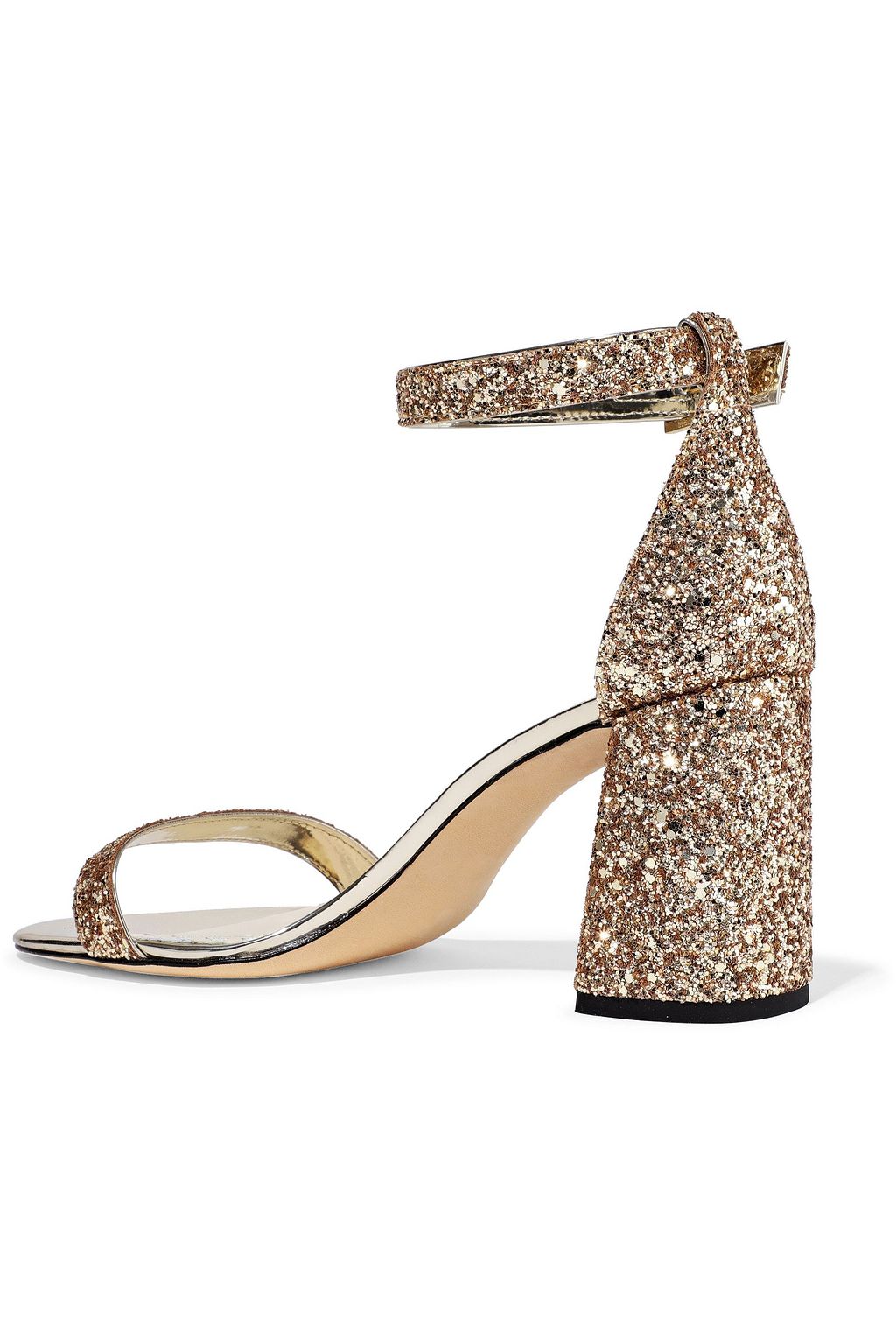 ALICE + OLIVIA Lillian mirrored leather-trimmed glittered woven sandals