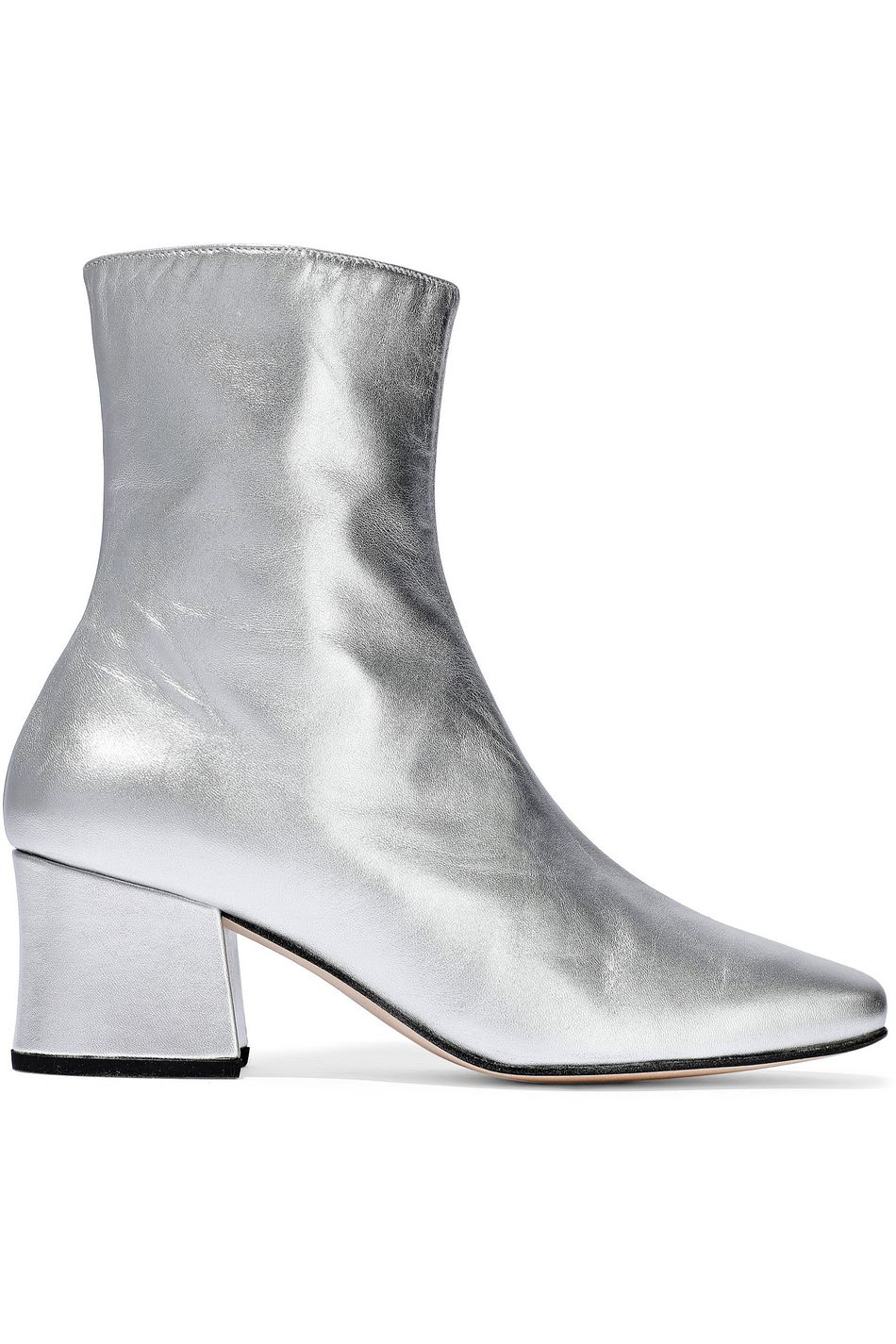 silver low heel ankle boots