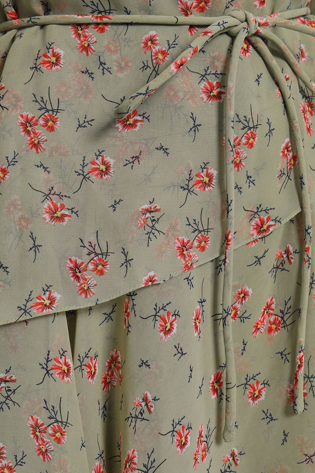 MIKAEL AGHAL Tiered floral-print chiffon midi dress