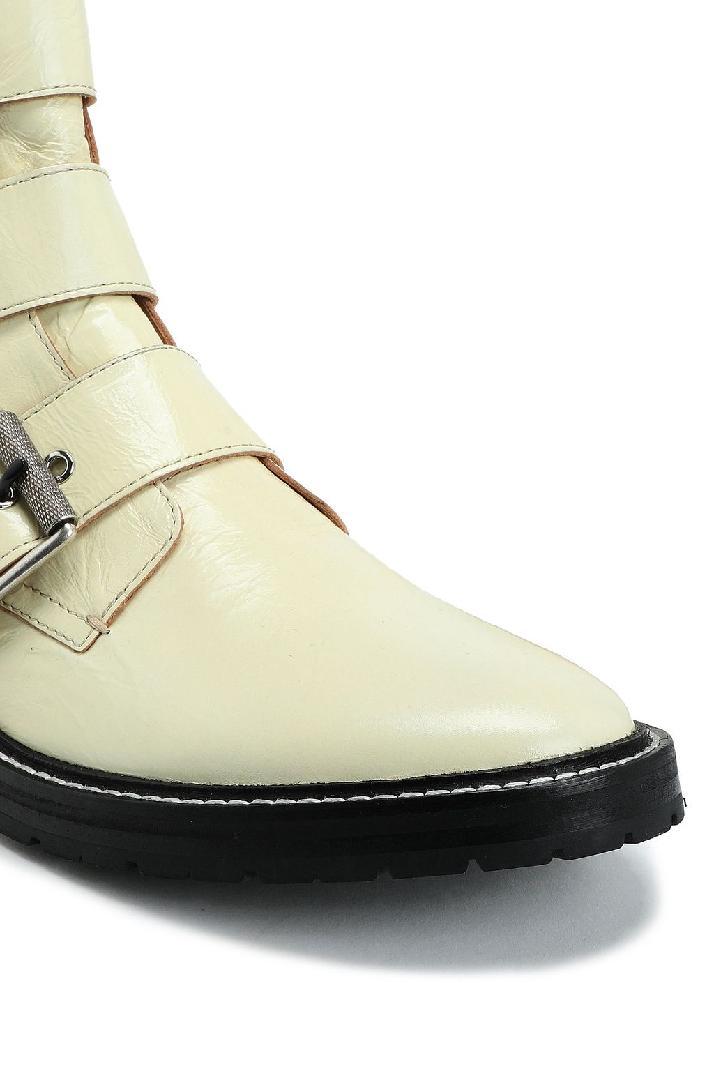 RAG & BONE Cannon buckled crinkled glossed-leather ankle boots