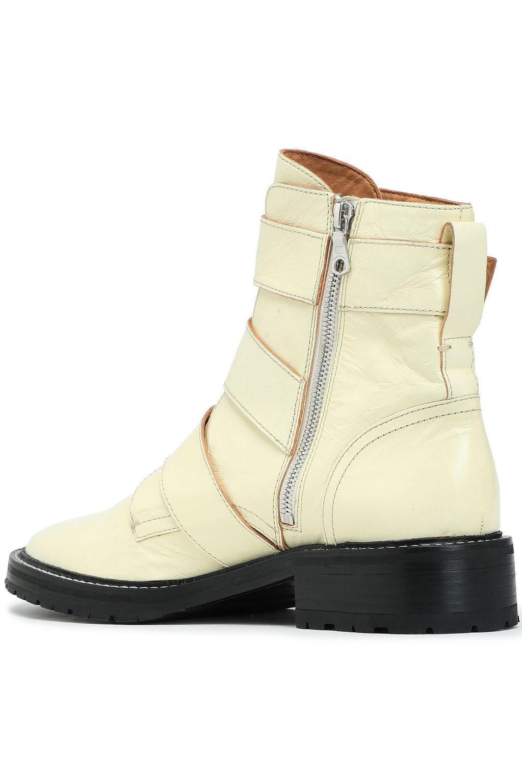 RAG & BONE Cannon buckled crinkled glossed-leather ankle boots