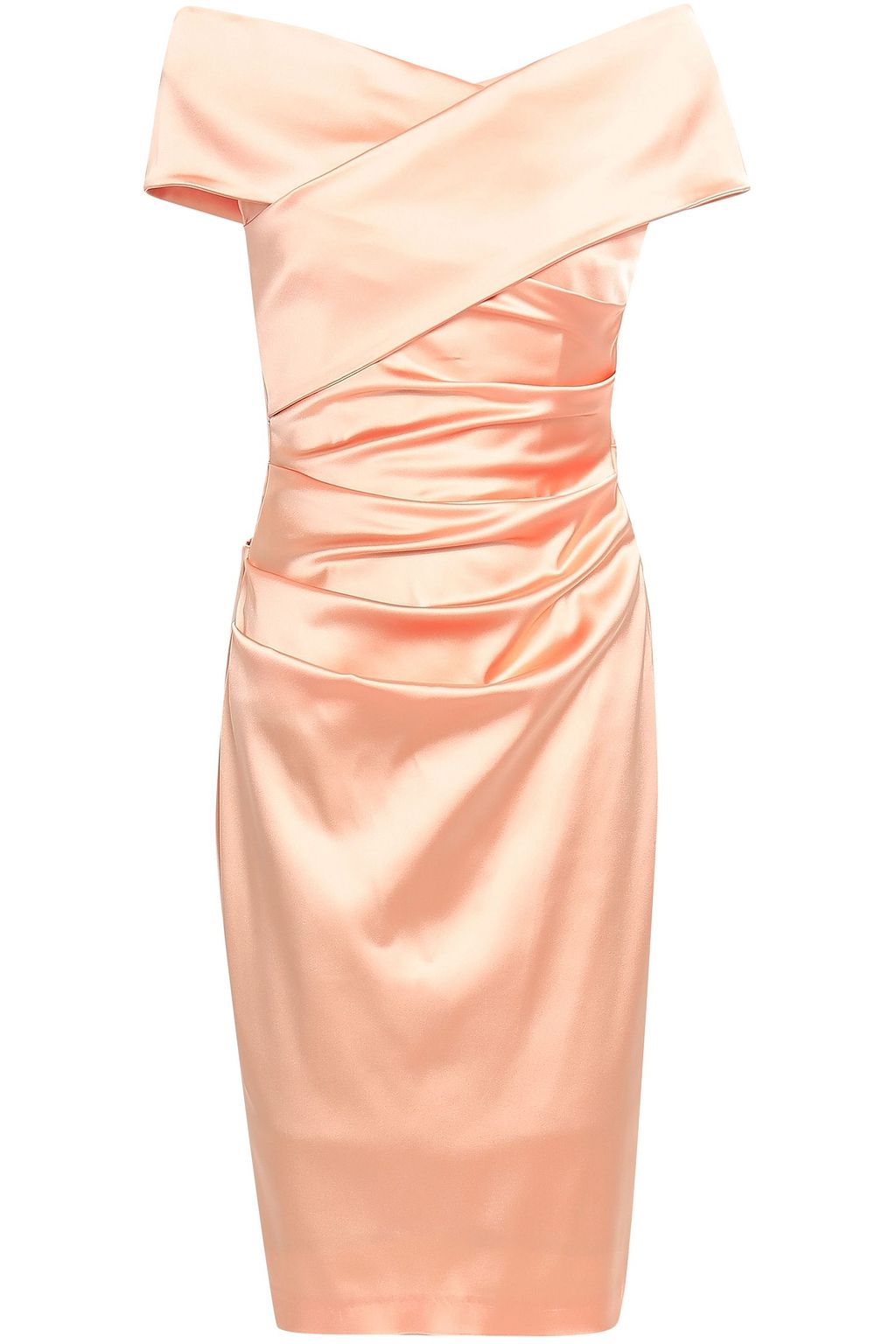 peach satin dress