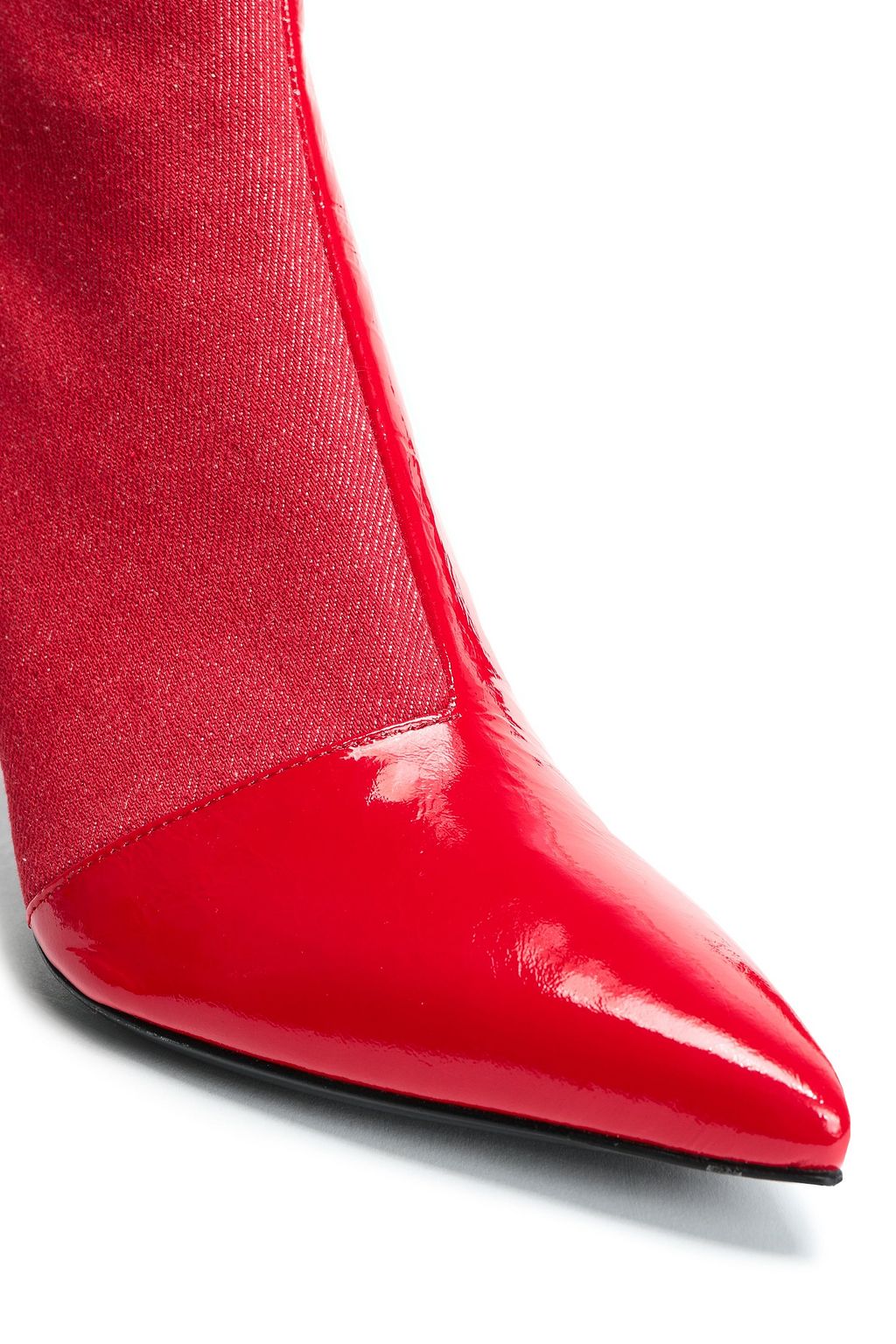 RAG & BONE Denim and patent-leather ankle boots
