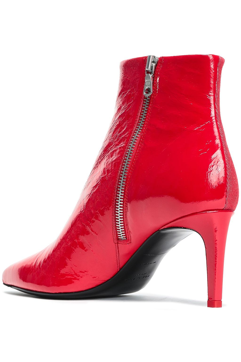 RAG & BONE Denim and patent-leather ankle boots