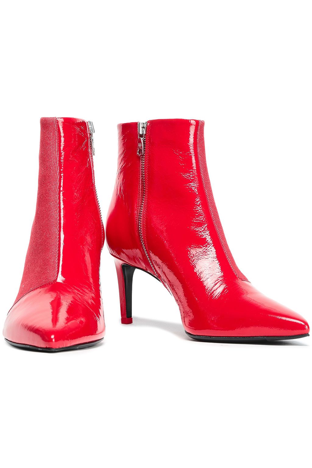 RAG & BONE Denim and patent-leather ankle boots